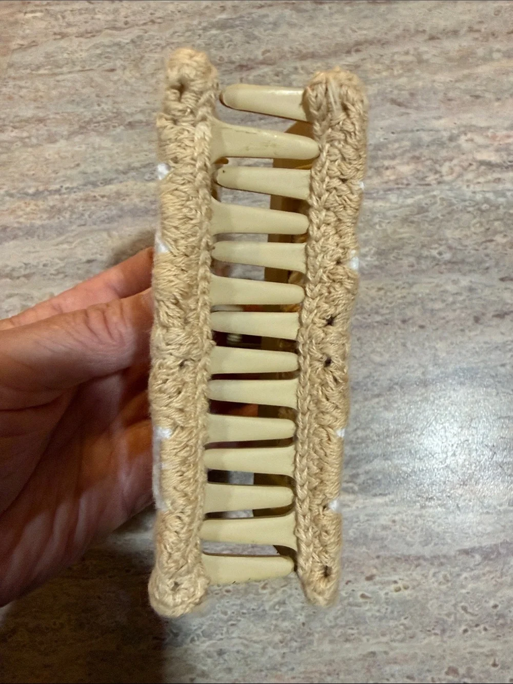 Handmade Tan Crochet Claw Clip